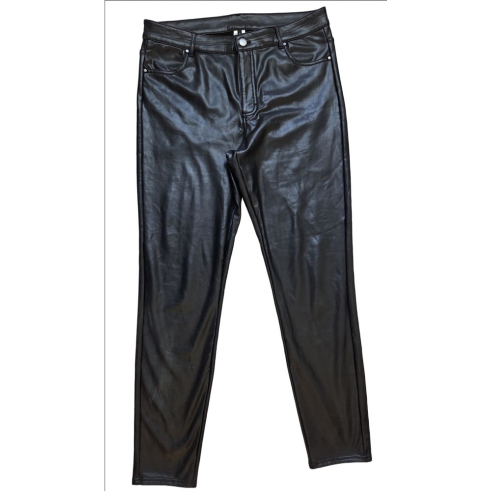 Women's Calzedonia Black Faux Leather Leggings L - Picture 1 of 15